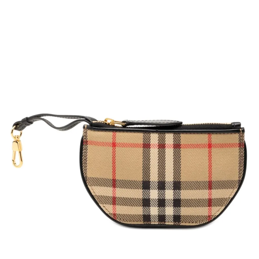 Burberry House Check Canvas Olympia Coin Pouch Beige Very good - Front View