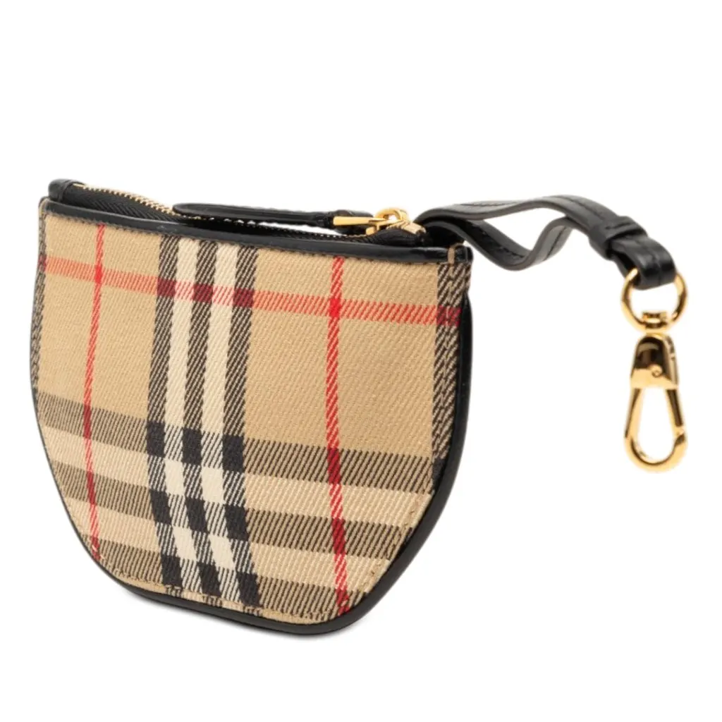Burberry House Check Canvas Olympia Coin Pouch Beige Very good - Back View