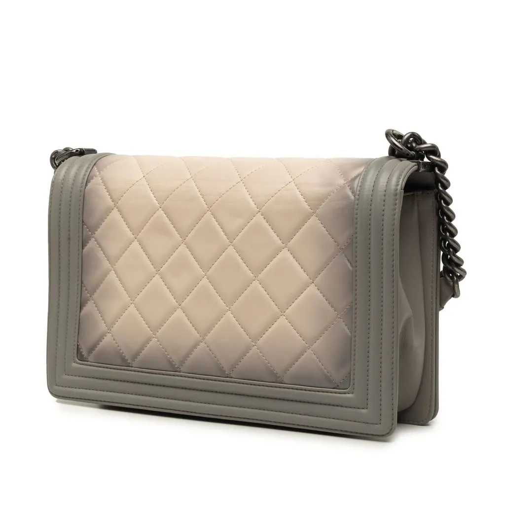 Chanel Medium Quilted Calfskin Ombre Boy Flap Beige Leather Very good - Back View