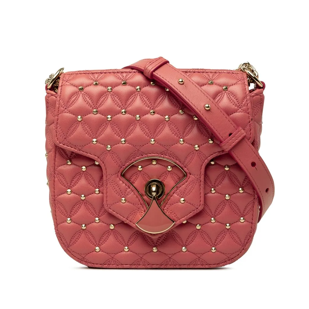 Bulgari Small Quilted Studded Leather Divas Dream Crossbody Pink Leather Very good - Front View