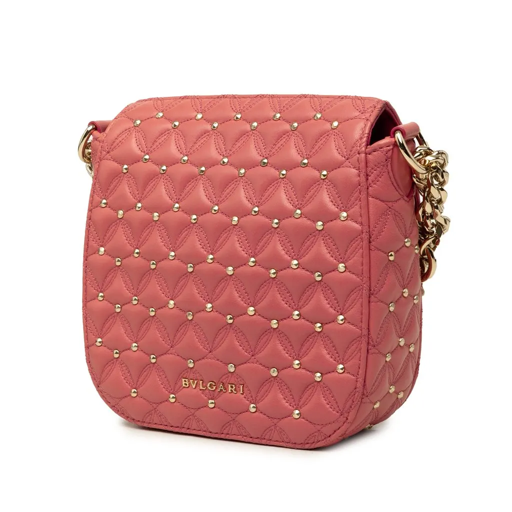 Bulgari Small Quilted Studded Leather Divas Dream Crossbody Pink Leather Very good - Back View