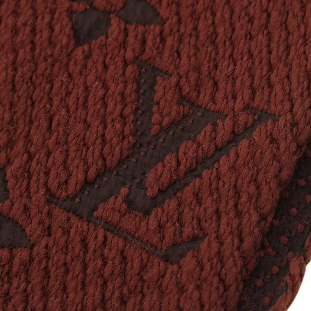 Louis Vuitton Monogram Echarpe Logomania Wool and Silk Scarf Brown Very good - Inside View