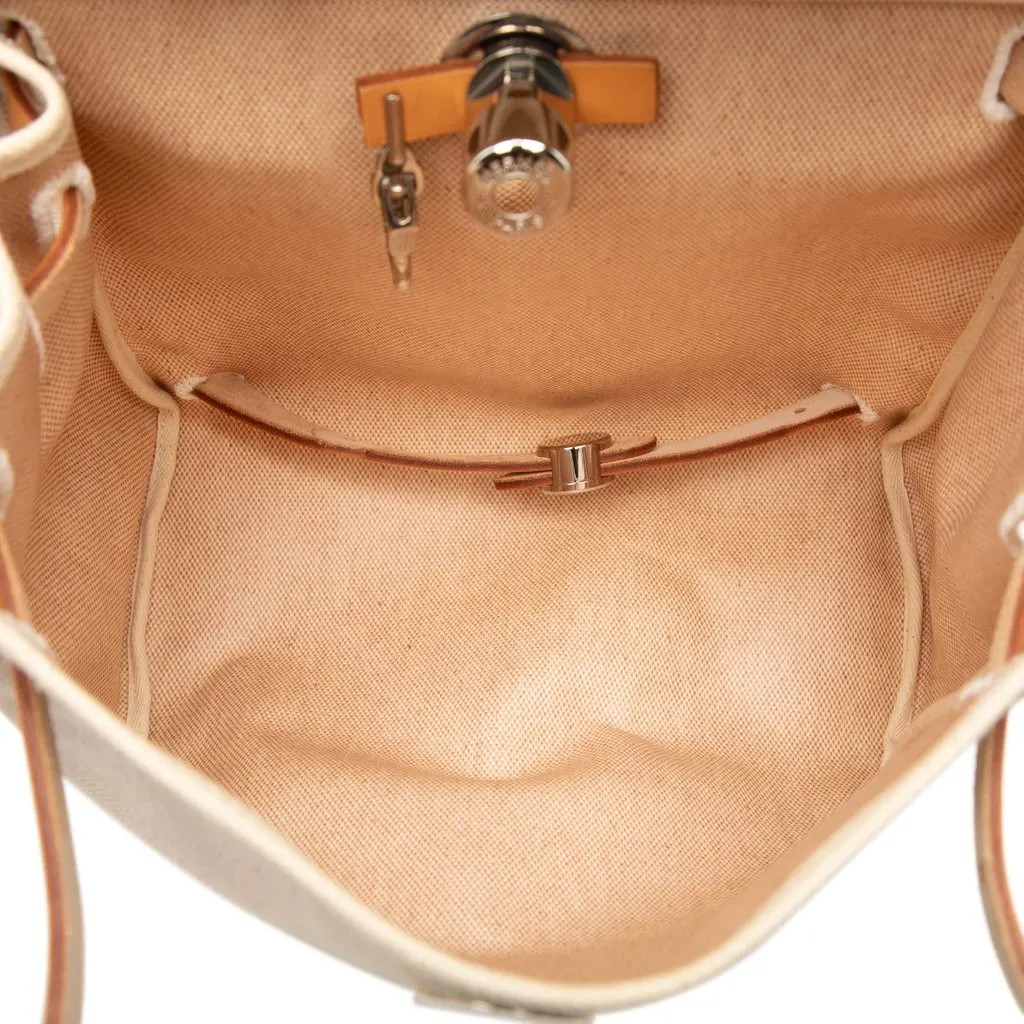 Hermès Toile Herbag Backpack PM Beige Canvas Good - Model View