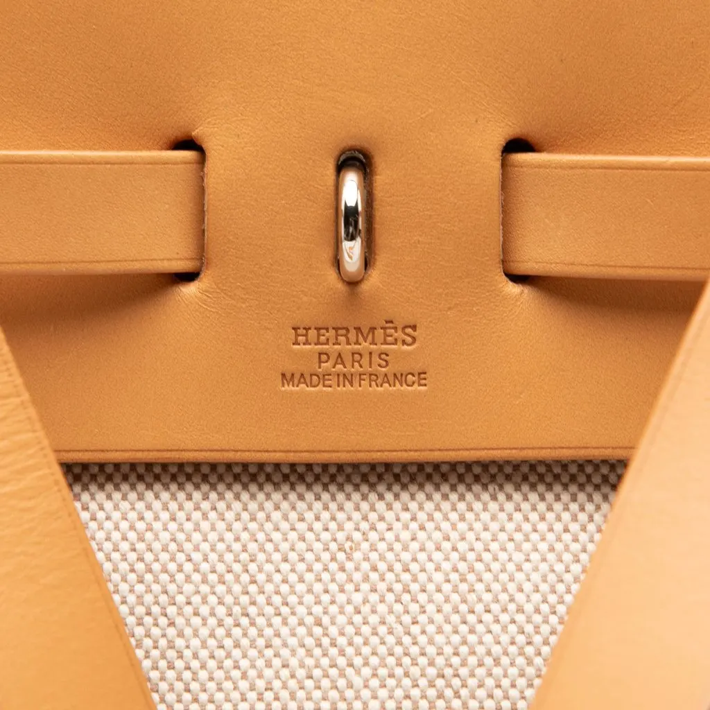 Hermès Toile Herbag Backpack PM Beige Canvas Good - Box View