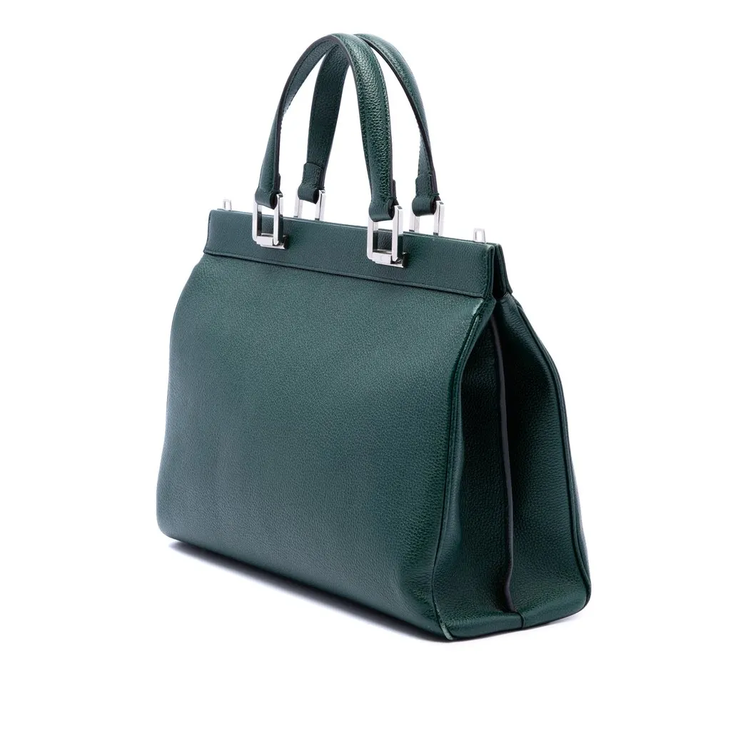 Gucci Medium Calfskin Zumi Top Handle Bag Green Leather Very good - Back View