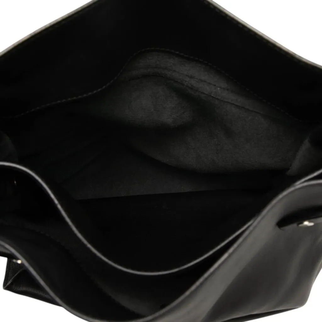 LOEWE Leather Flap Shoulder Bag Black Leather Very good - Model View