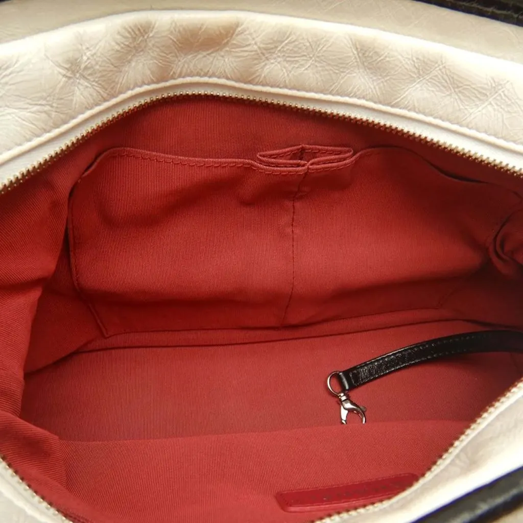 Chanel Medium Bicolor Quilted Aged Calfskin Gabrielle Hobo White Leather Very good - Model View