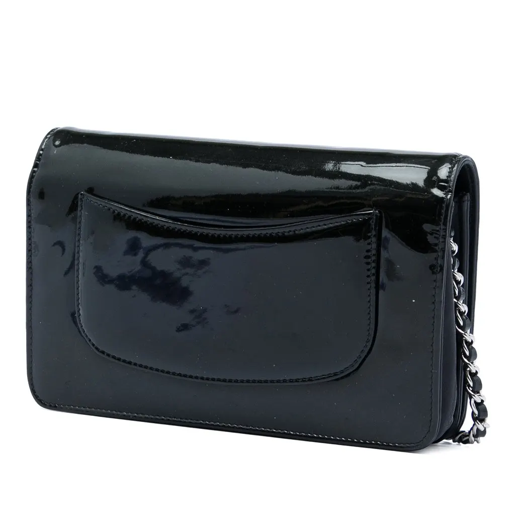 Chanel CC Patent Strass Embellished Wallet On Chain Black Leather Very good - Back View