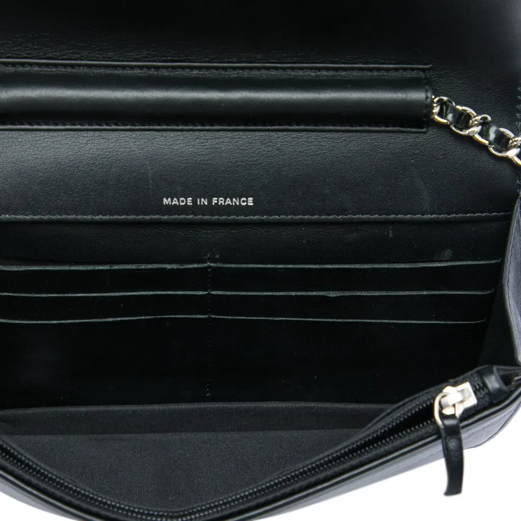Chanel CC Patent Strass Embellished Wallet On Chain Black Leather Very good - Model View