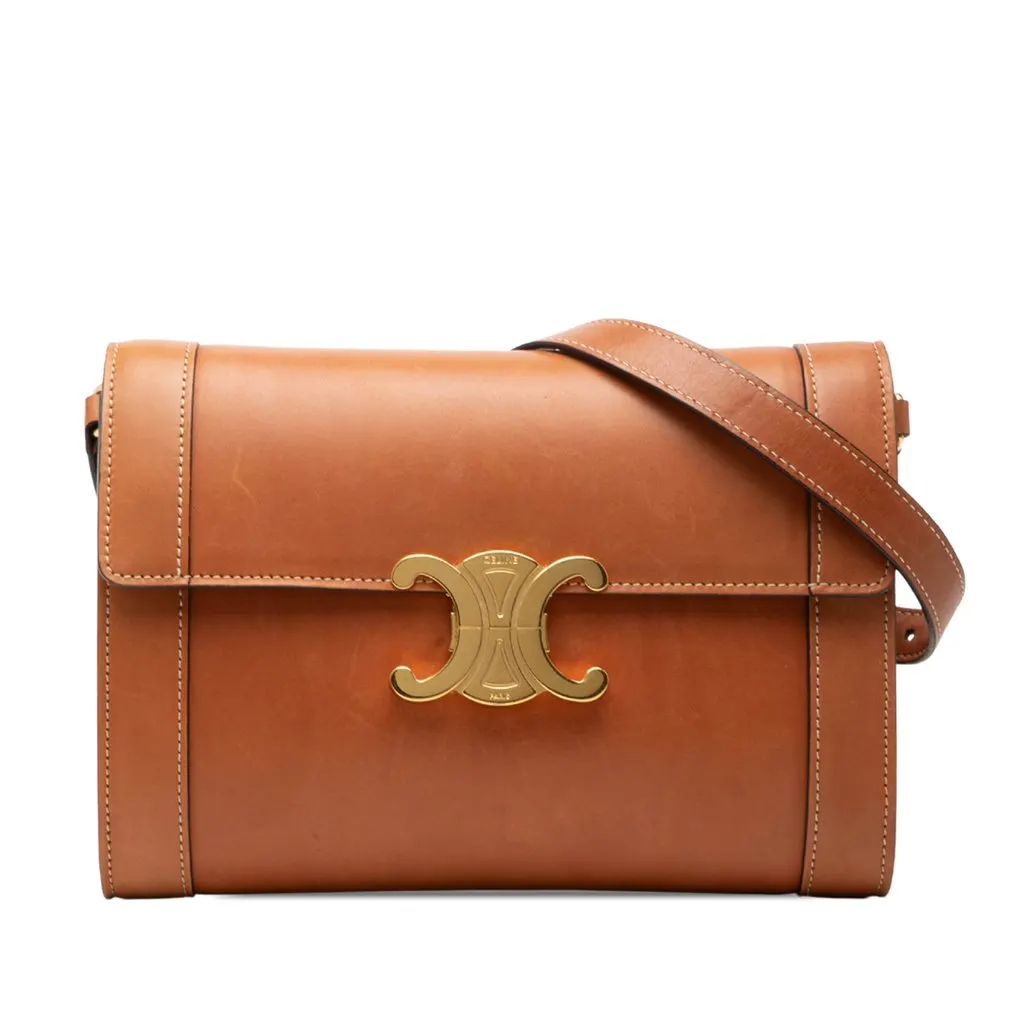 Celine Calfskin Triomphe Crossbody Brown Leather Very good - Front View