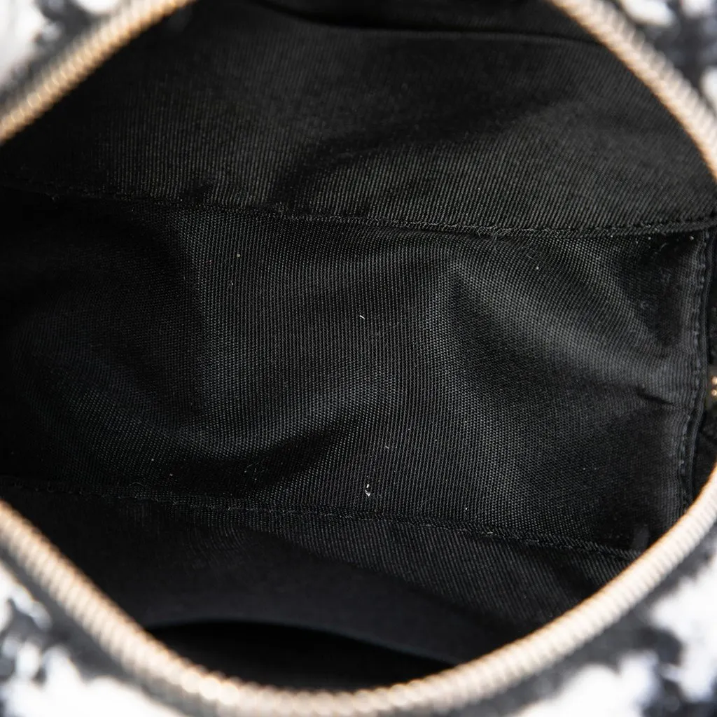 Chanel Tweed 19 Round Clutch with Chain and Coin Purse White Tweed Good - Model View