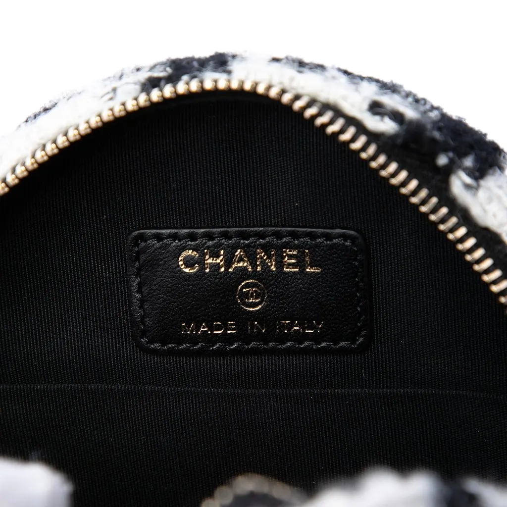 Chanel Tweed 19 Round Clutch with Chain and Coin Purse White Tweed Good - Box View