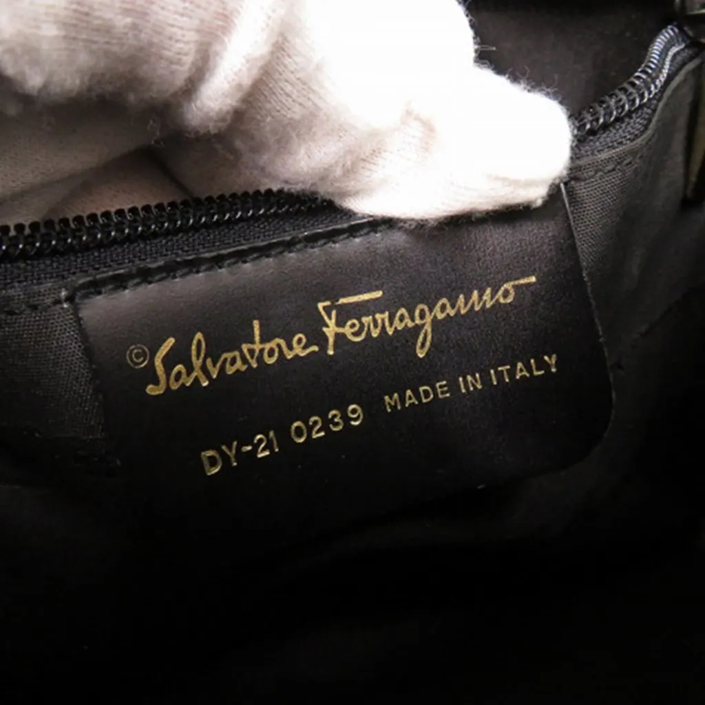 Salvatore Ferragamo Croc Embossed Leather Vara Satchel Black Leather Good - Box View