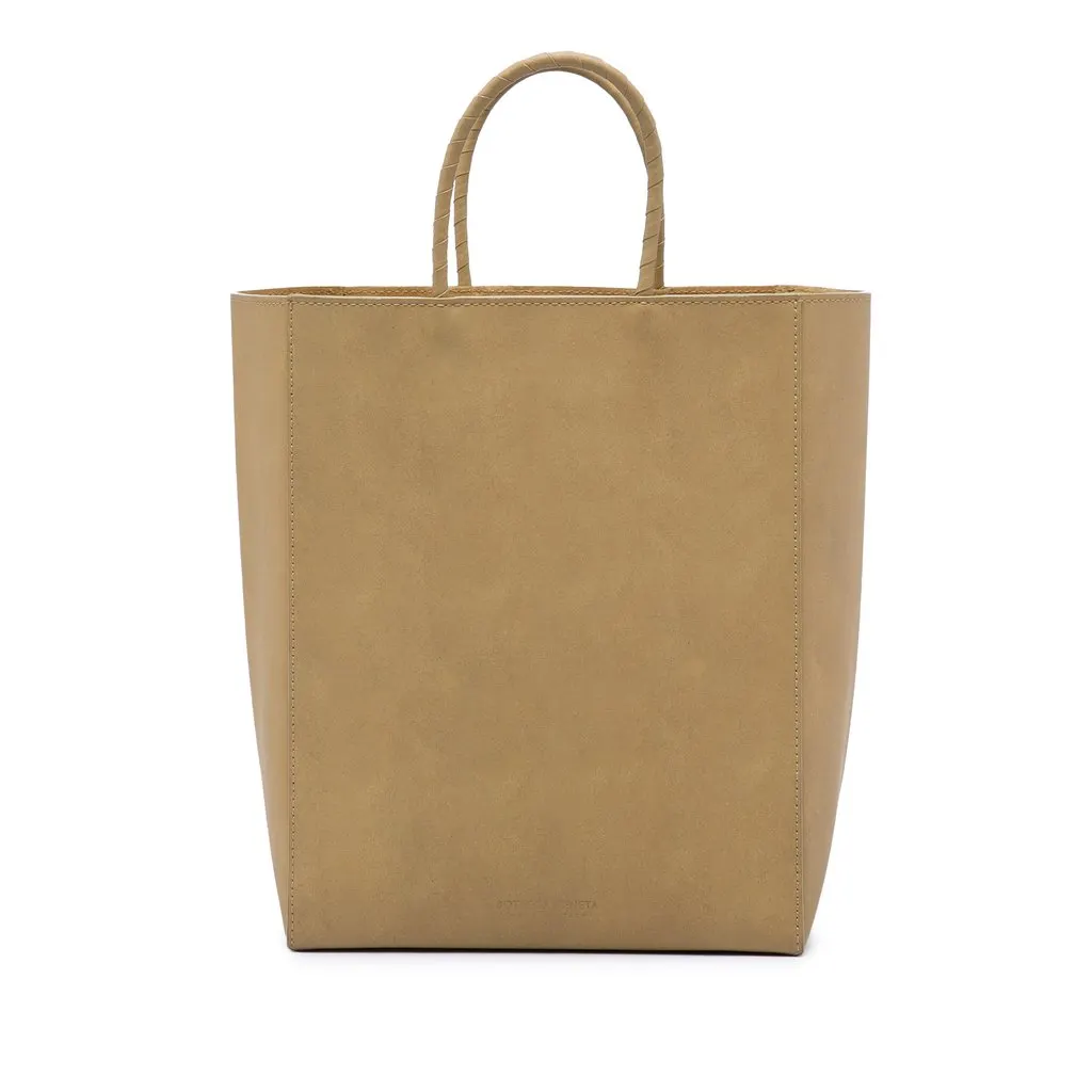 Bottega Veneta Small Raw Paper Calfskin Tote Beige Leather Very good - Front View