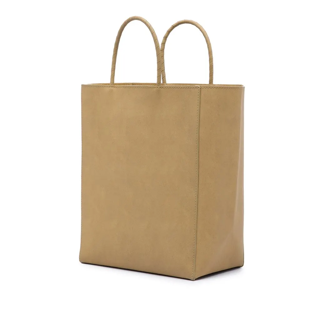Bottega Veneta Small Raw Paper Calfskin Tote Beige Leather Very good - Back View