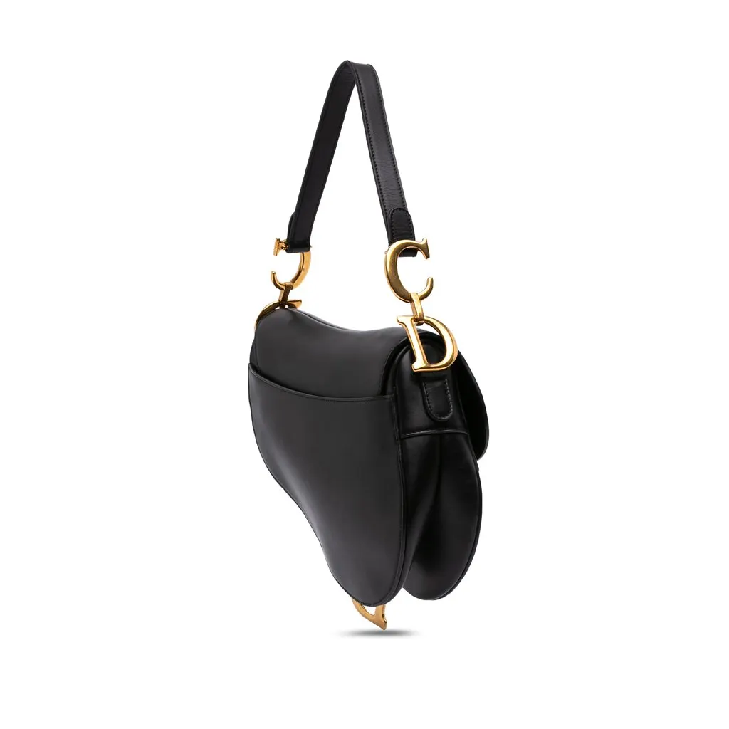 Dior Smooth Calfskin Saddle Bag Black Leather Very good - Back View