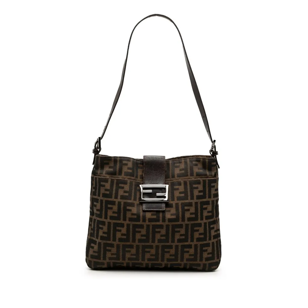 Fendi Zucca Canvas Shoulder Bag Brown Very good - Front View