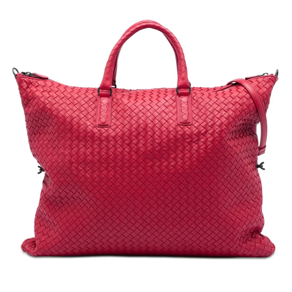 Bottega Veneta Maxi Nappa Intrecciato Convertible Tote Red Leather Very good - Front View