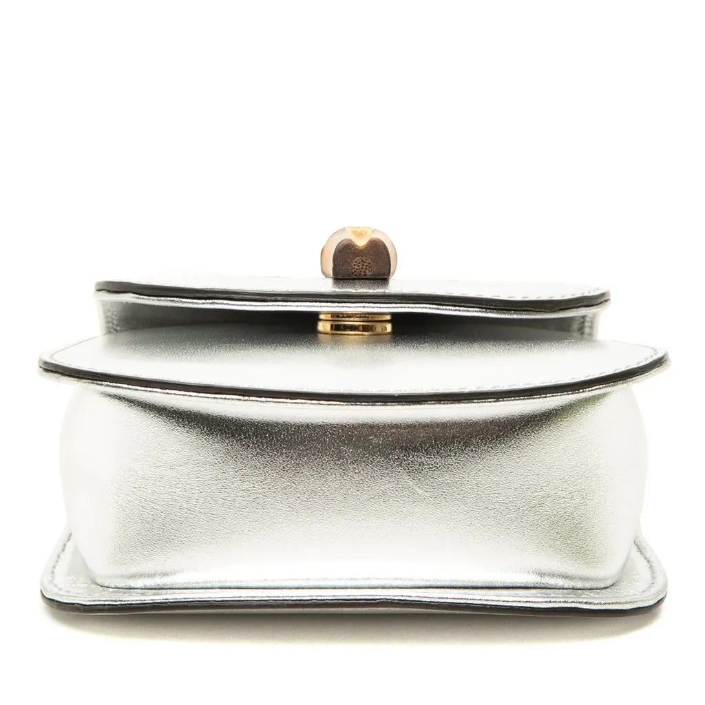 Gucci Nano Metallic Calfskin 1947 Bamboo Top Handle Bag Silver Leather Very good - Inside View