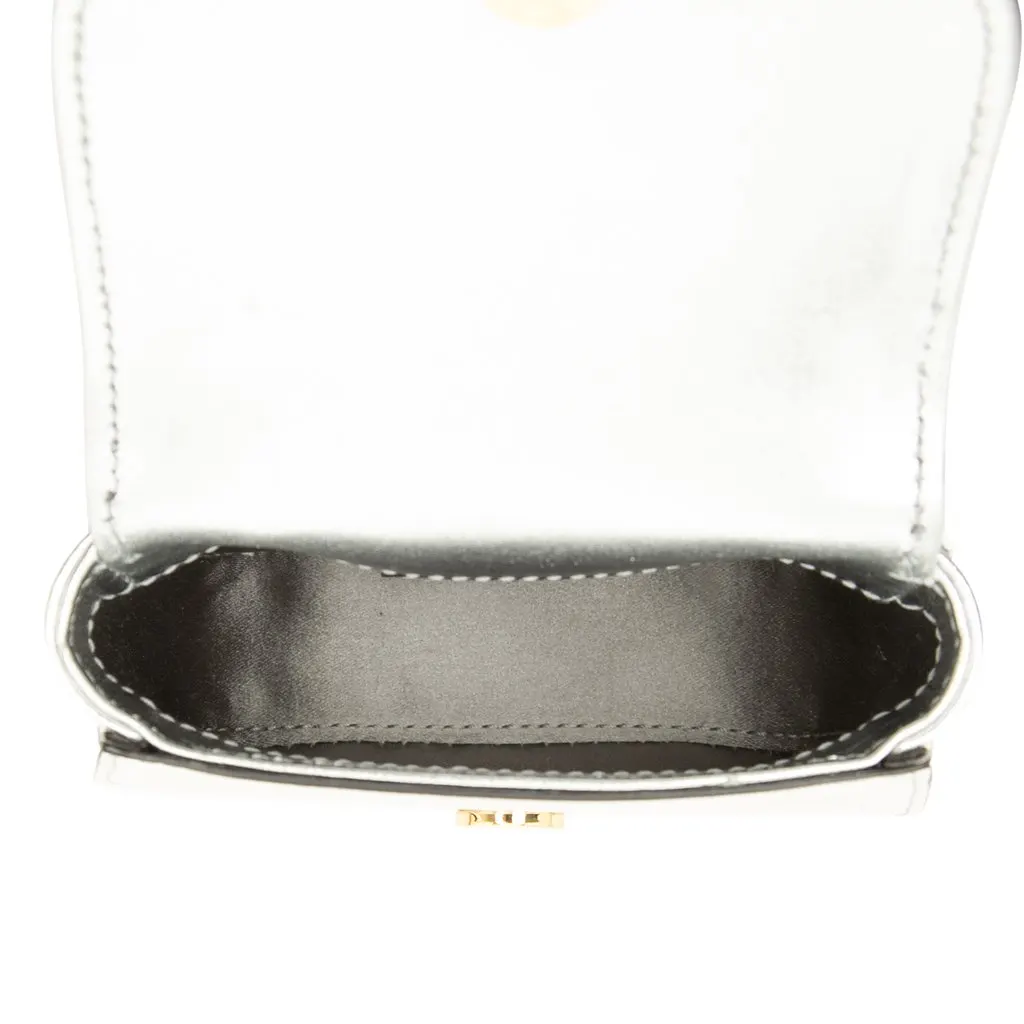 Gucci Nano Metallic Calfskin 1947 Bamboo Top Handle Bag Silver Leather Very good - Model View