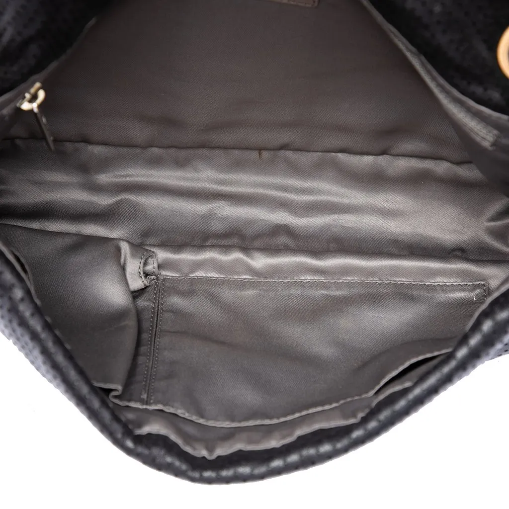 Chanel Medium Perforated Calfskin Reissue 2.55 Drill Flap Black Leather Very good - Model View