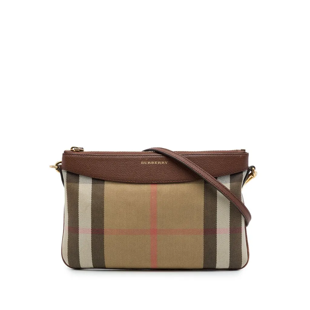 Burberry House Check Canvas Derby Peyton Crossbody Brown Canvas Very good - Front View