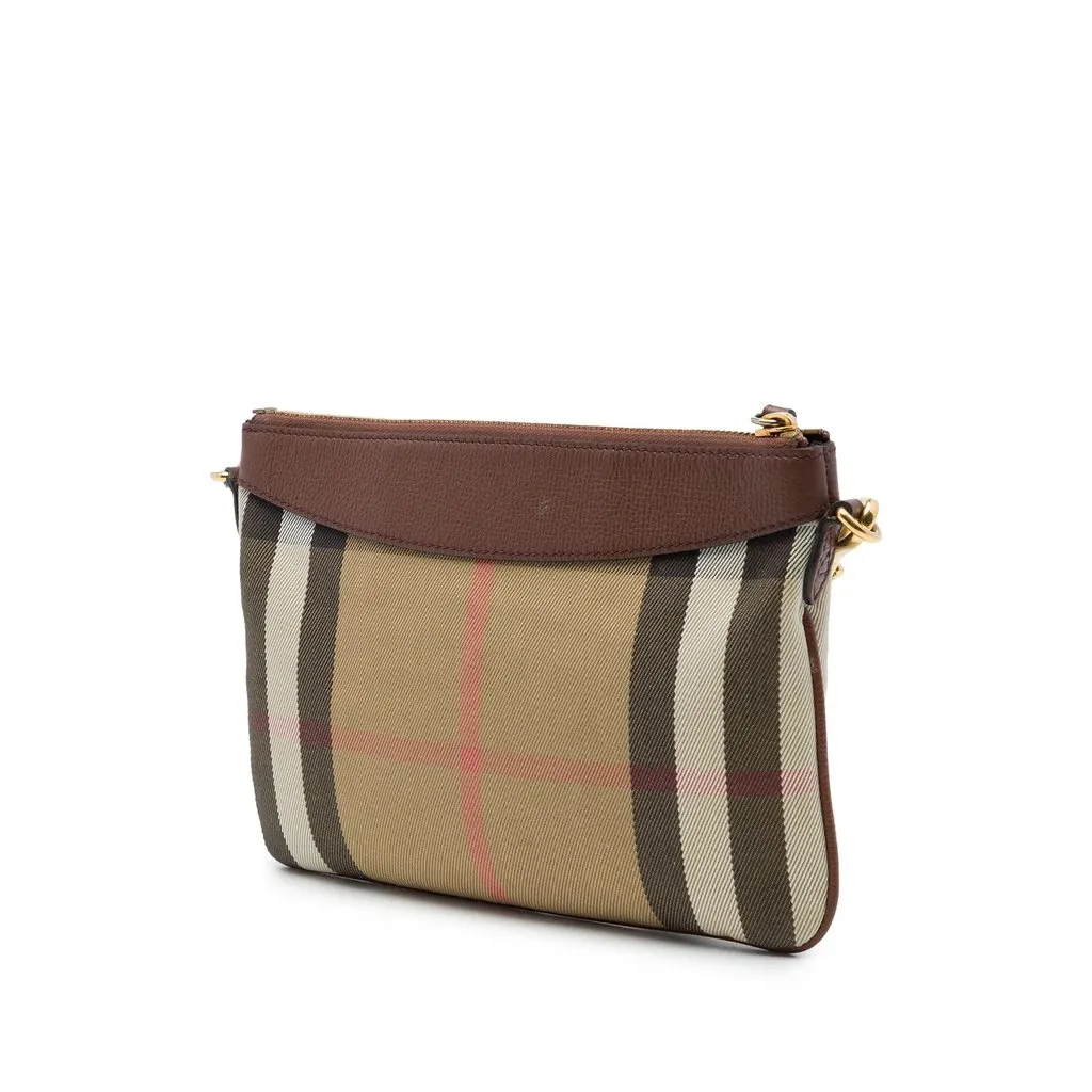 Burberry House Check Canvas Derby Peyton Crossbody Brown Canvas Very good - Back View