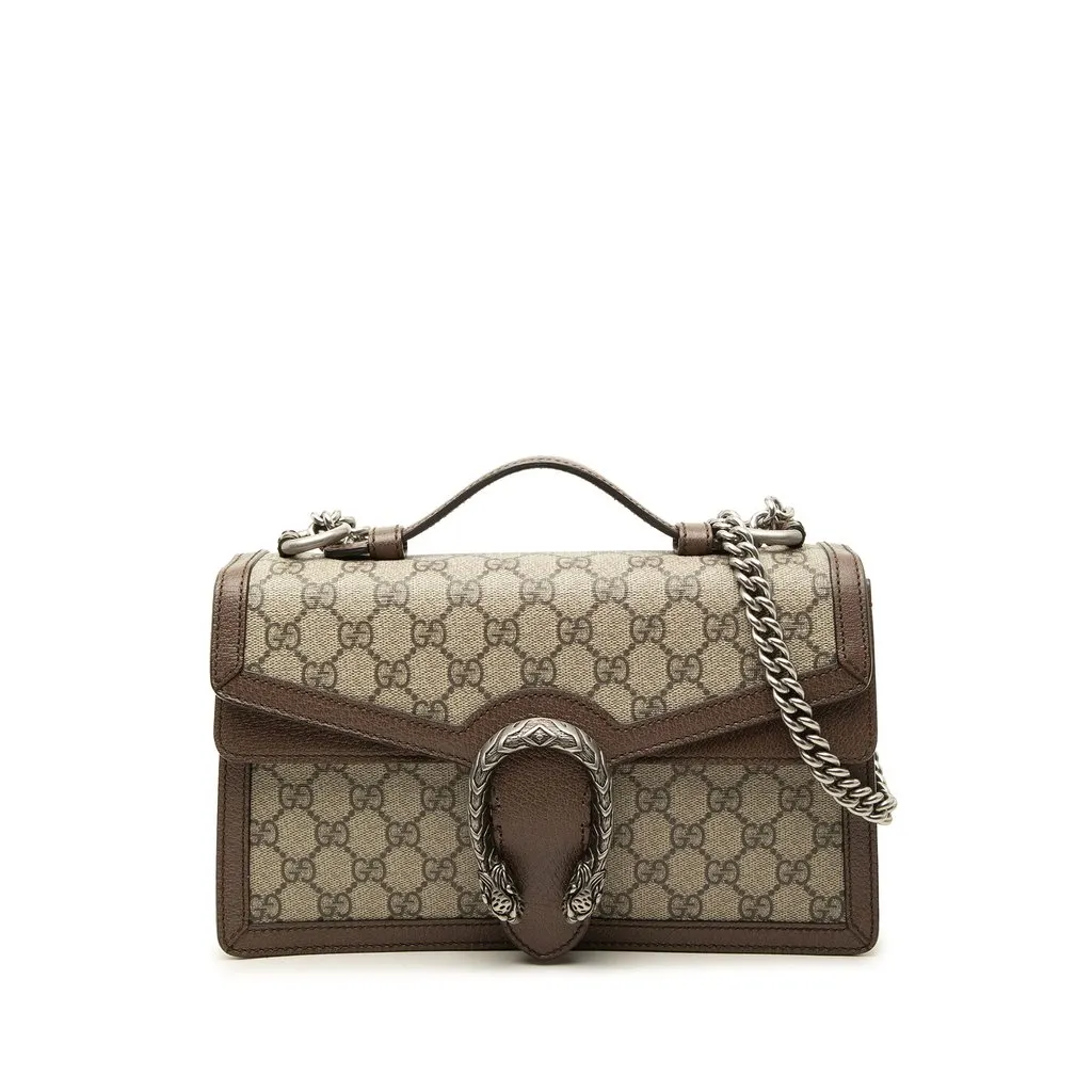 Gucci GG Supreme Dionysus Top Handle Bag Beige Canvas Good - Front View