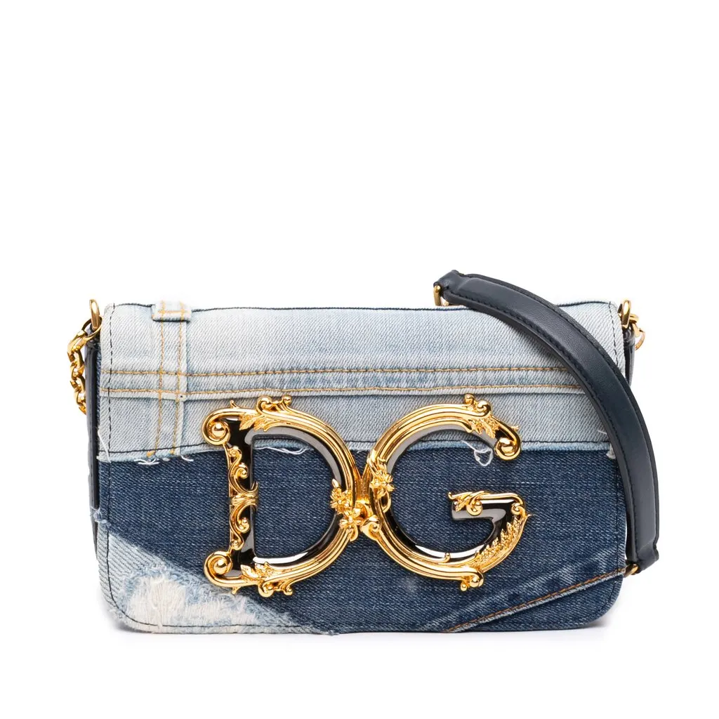 Dolce & Gabbana Denim DG Girls Crossbody Blue Very good - Front View