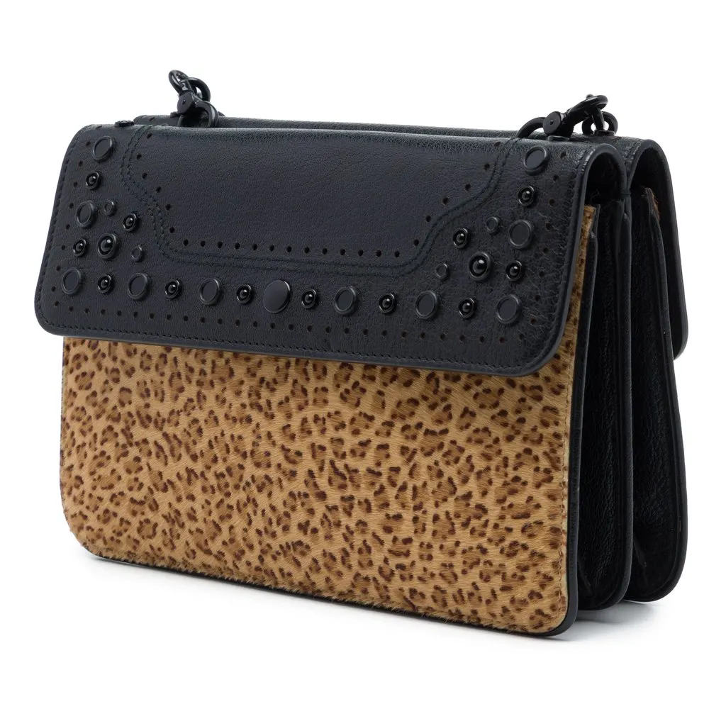 Bottega Veneta Leopard Printed Pony Hair Glass Shoulder Bag Brown Leather Very good - Back View