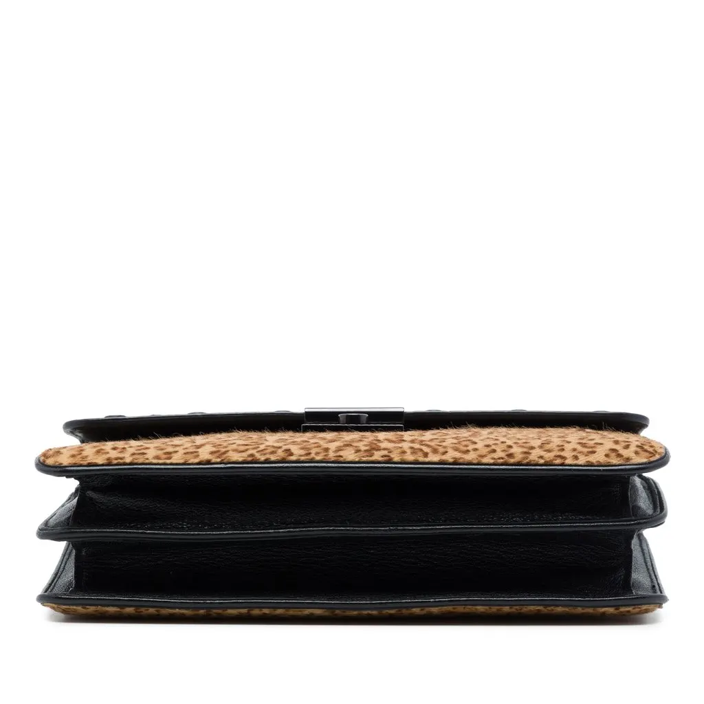 Bottega Veneta Leopard Printed Pony Hair Glass Shoulder Bag Brown Leather Very good - Inside View