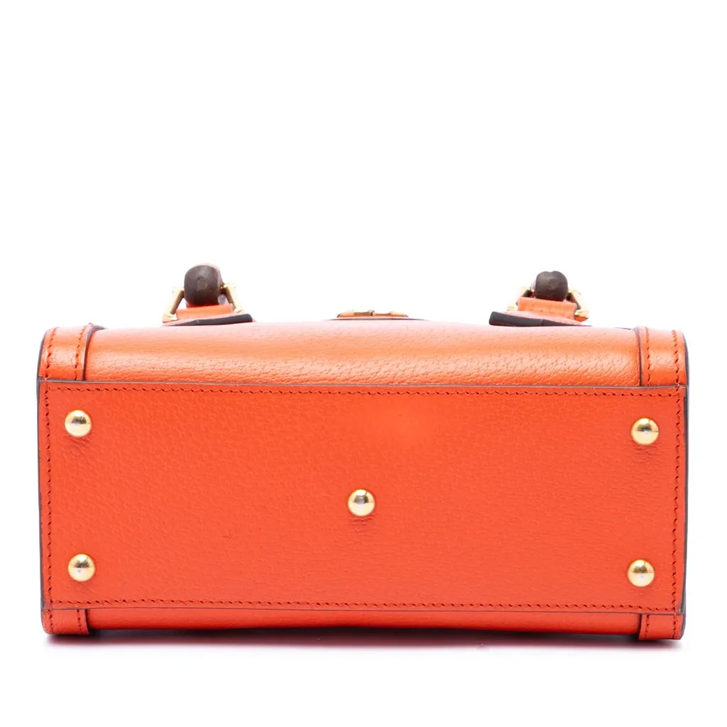 Gucci Mini Calfskin Bamboo Diana Satchel Orange Leather Good - Inside View