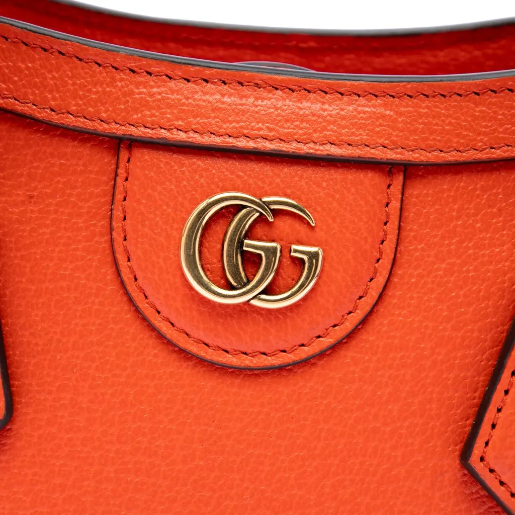 Gucci Mini Calfskin Bamboo Diana Satchel Orange Leather Good - Box View