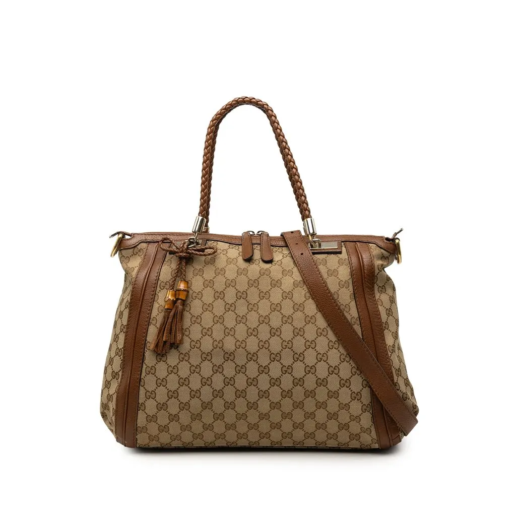 Gucci GG Canvas Bella Convertible Tote Beige Canvas Good - Front View