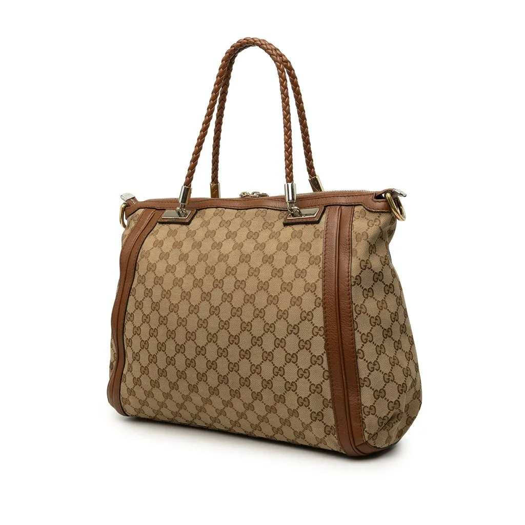 Gucci GG Canvas Bella Convertible Tote Beige Canvas Good - Back View