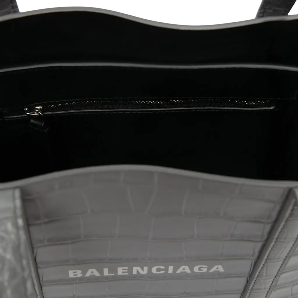 Balenciaga Croc Embossed Leather Everyday Tote XXS Grey Leather Very good - Model View