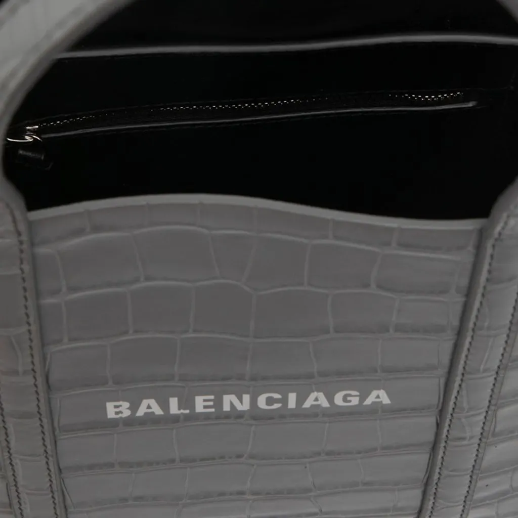 Balenciaga Croc Embossed Leather Everyday Tote XXS Grey Leather Very good - Box View