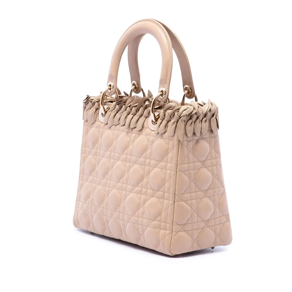Dior Medium Lambskin Cannage Bow Lady Dior Brown Leather Very good - Back View