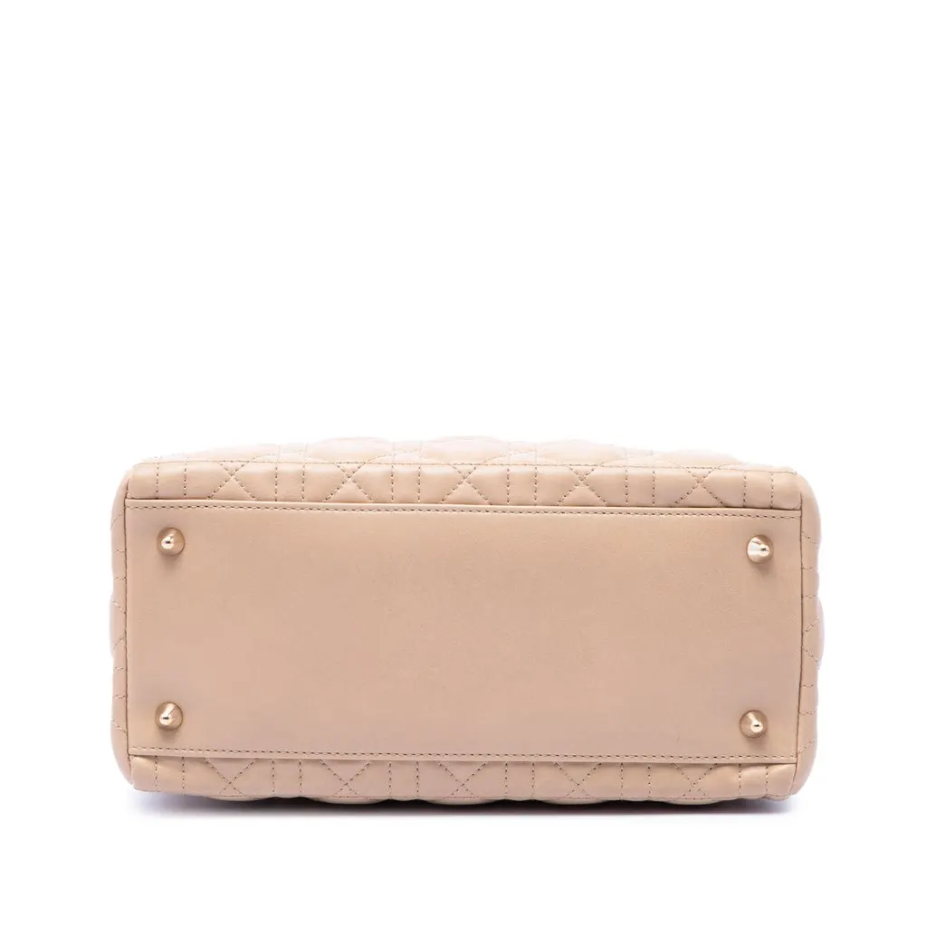 Dior Medium Lambskin Cannage Bow Lady Dior Brown Leather Very good - Inside View