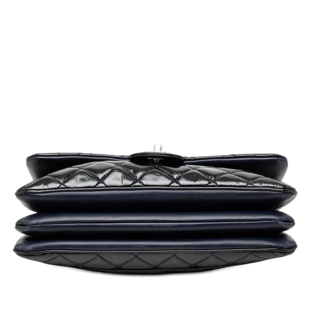 Chanel Jumbo Patent 3 Accordion Flap Blue Leather Very good - Inside View