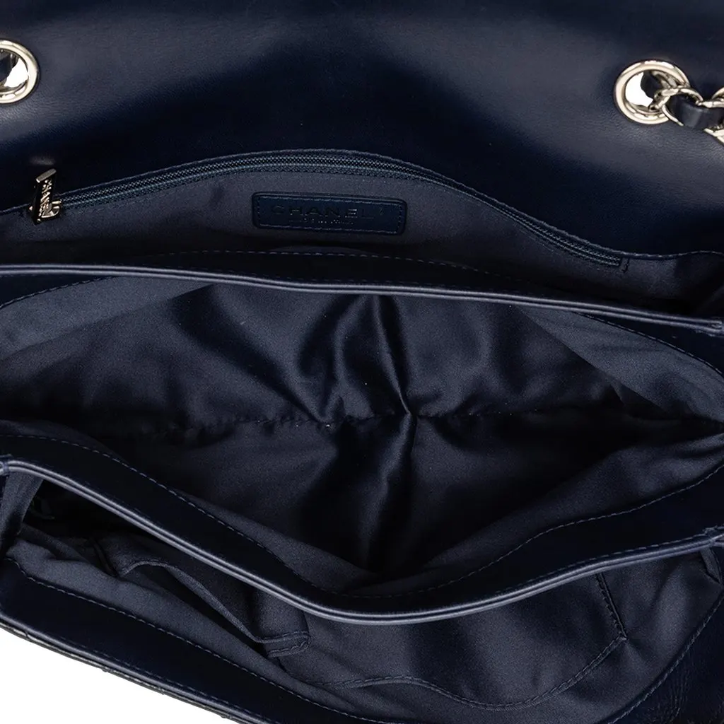 Chanel Jumbo Patent 3 Accordion Flap Blue Leather Very good - Model View