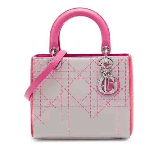 Dior Medium Tricolor Lambskin Macrocannage Stitched Lady Dior