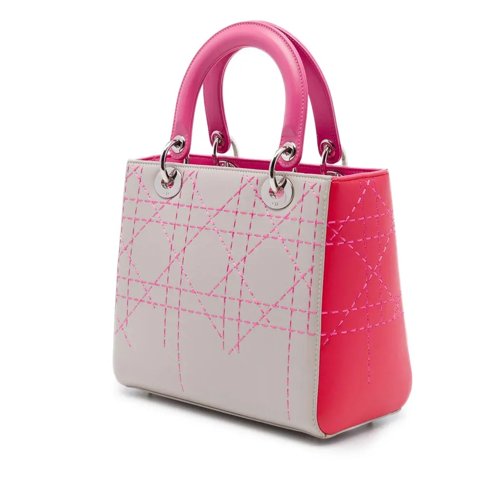 Dior Medium Tricolor Lambskin Macrocannage Stitched Lady Dior MultiColor Leather Very good - Back View