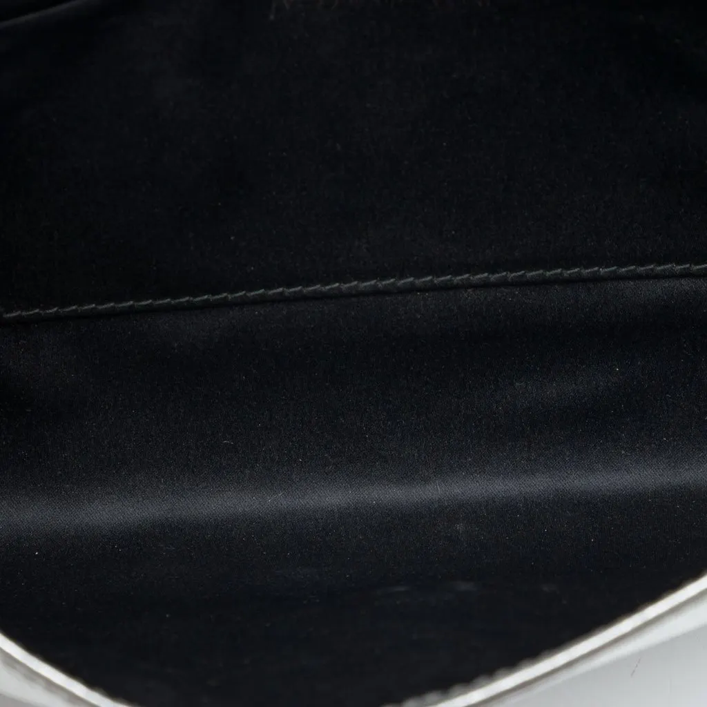 Saint Laurent Large Textured Metallic Calfskin Monogram Belle De Jour Clutch Silver Leather Very good - Model View