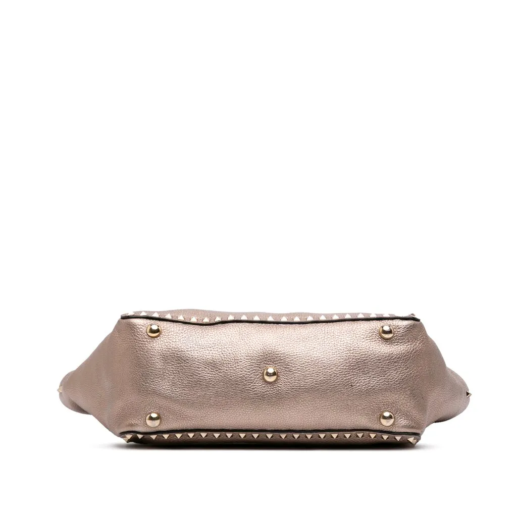 Valentino Medium Metallic Leather Rockstud Trapeze Satchel Gold Leather Very good - Inside View