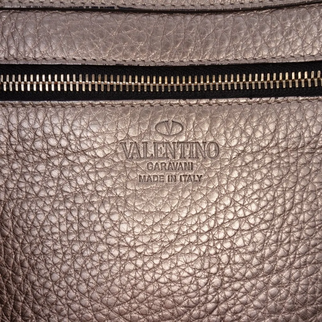 Valentino Medium Metallic Leather Rockstud Trapeze Satchel Gold Leather Very good - Box View