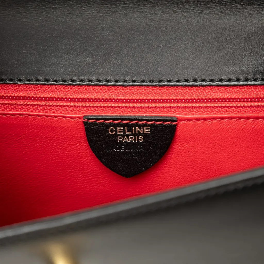 Celine Leather Top Handle Bag Black Leather Very good - Box View