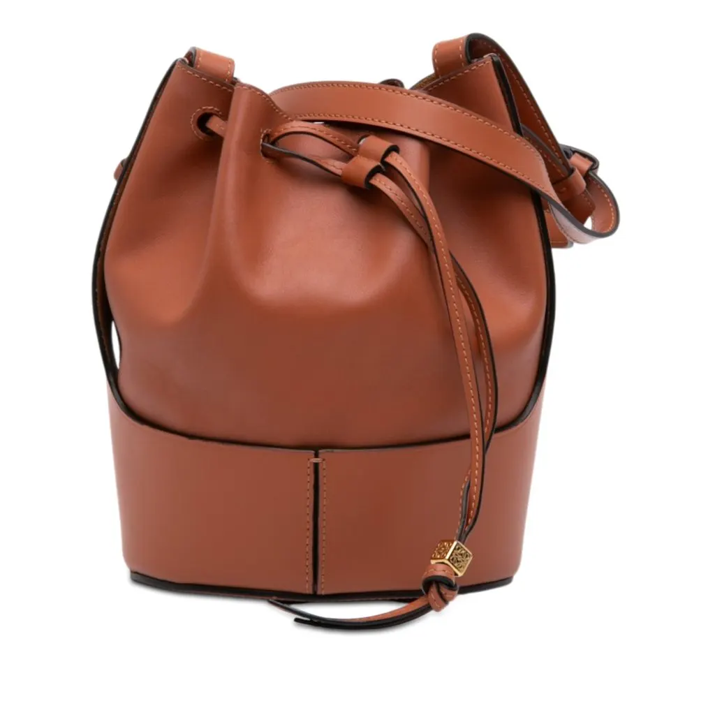 LOEWE Small Leather Balloon Bucket Bag Brown Leather Very good - Front View