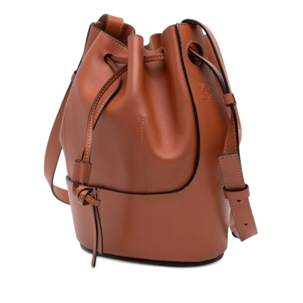 LOEWE Small Leather Balloon Bucket Bag Brown Leather Very good - Back View