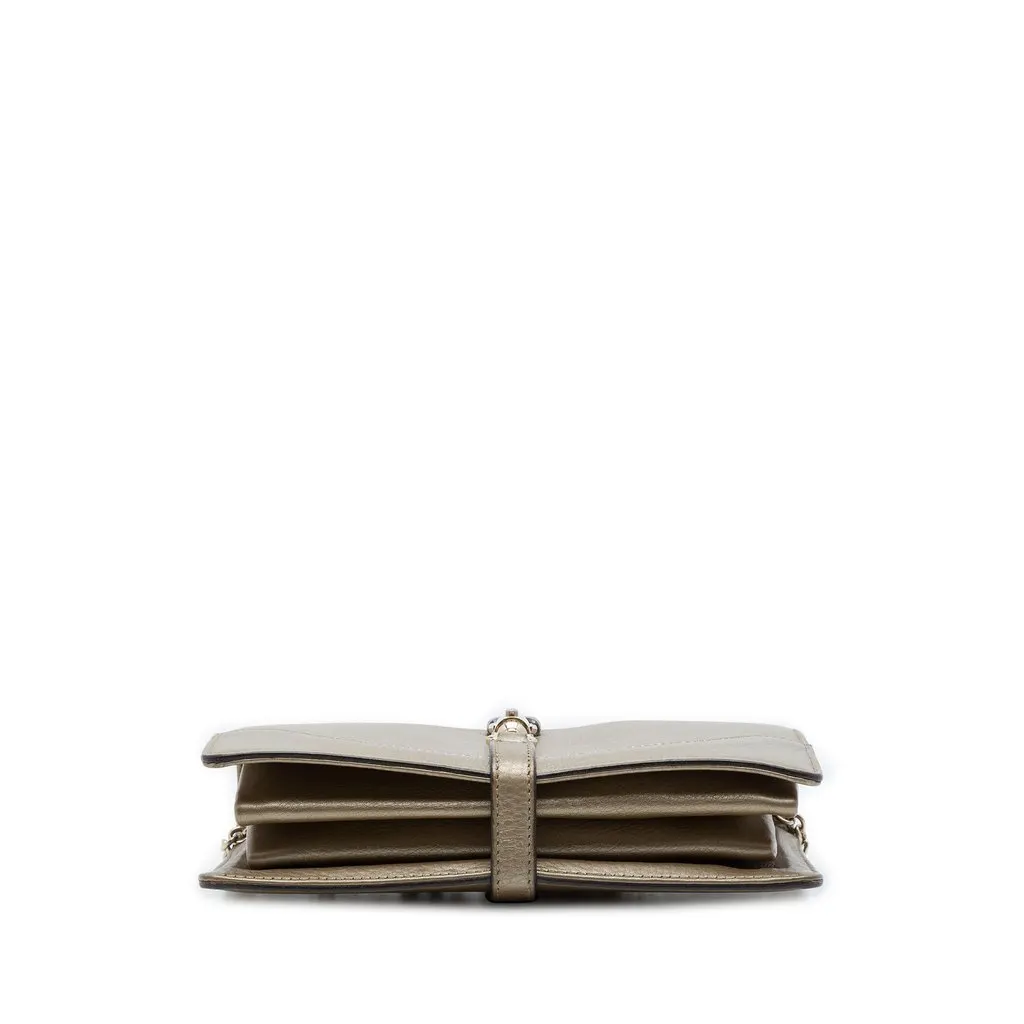 Gucci Metallic Pebbled Calfskin Piston Broadway Evening Bag Gold Leather Very good - Inside View
